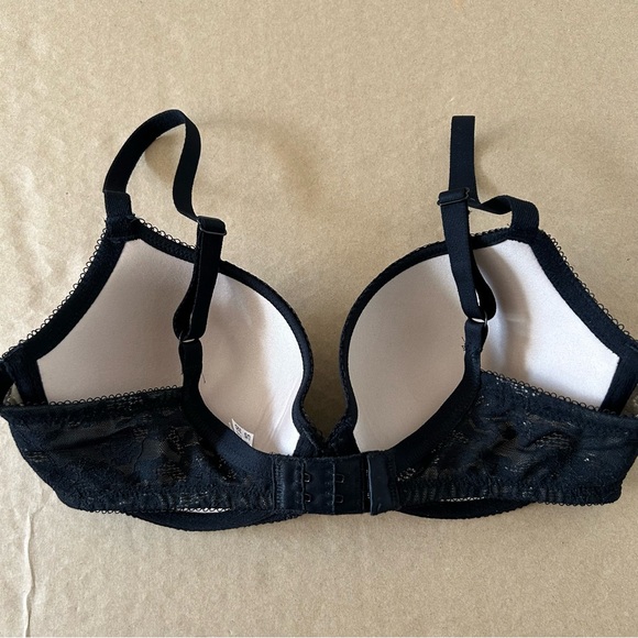 Wacoal Bra 32D Finesse Molded Underwire T-Shirt Bra Lingerie Black Lace 853201 - Picture 4 of 10